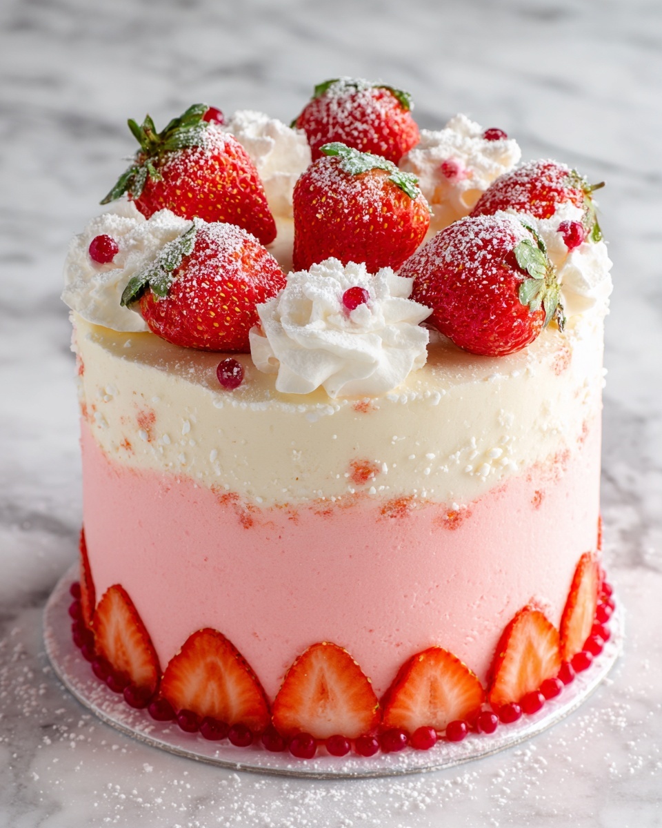 Vanilla Strawberry Ombre Cake Recipe - Recipe Image