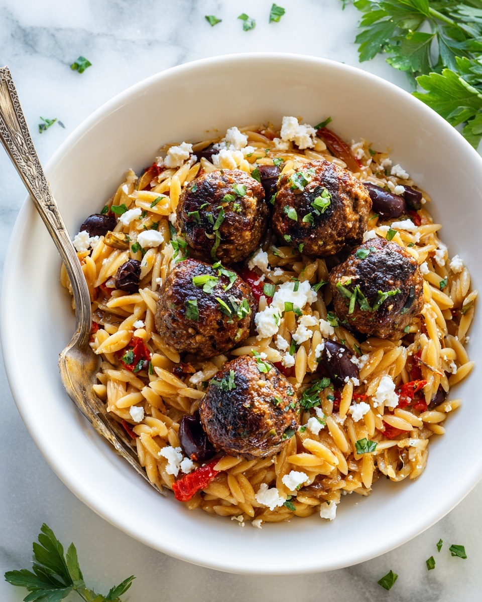 Greek Meatballs and Orzo Skillet Recipe - Recipe Image