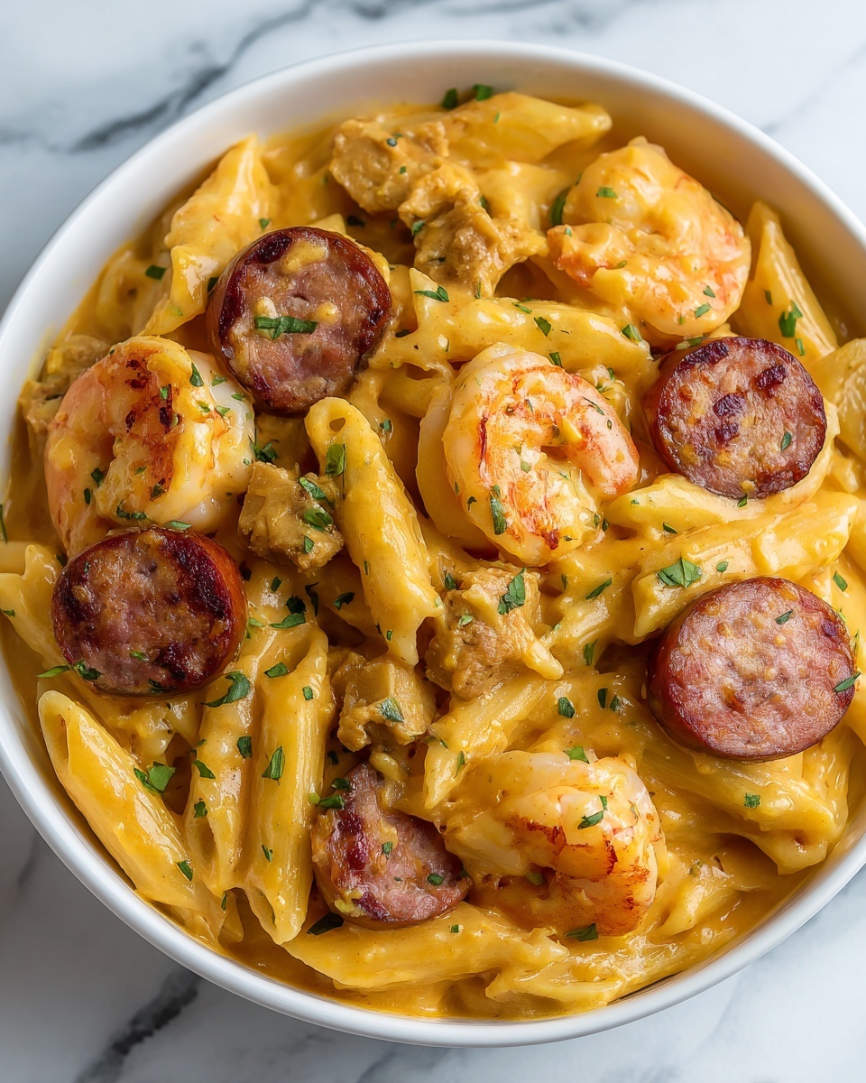 Creamy Cajun Pasta with Shrimp and Spicy Sausage Recipe - Recipe Image