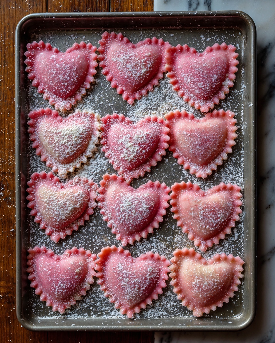 Ricotta and Sage Filled Beetroot Ravioli Hearts Recipe - Recipe Image
