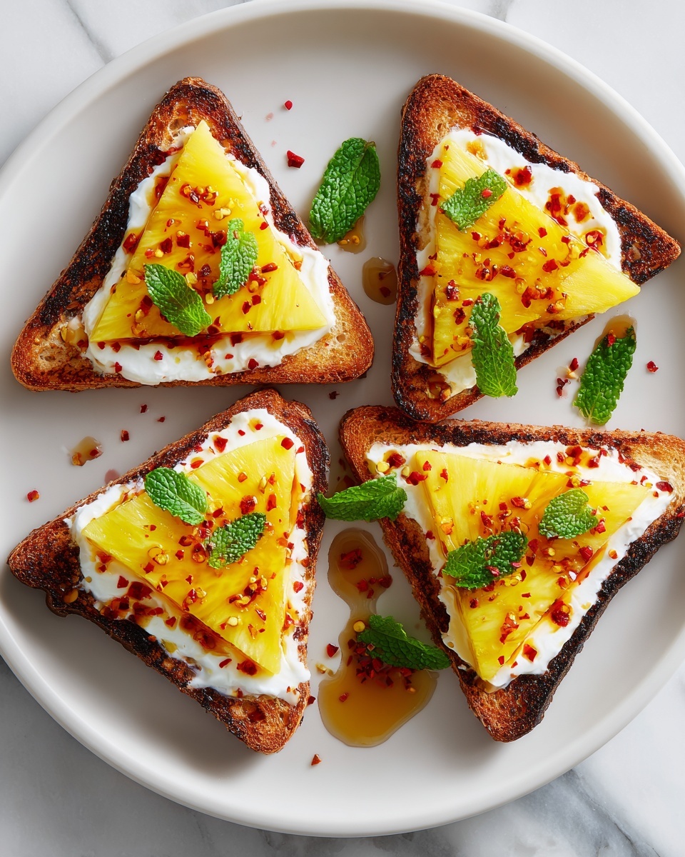 Grilled Pineapple Crostini with Burrata & Spicy Honey Recipe - Recipe Image