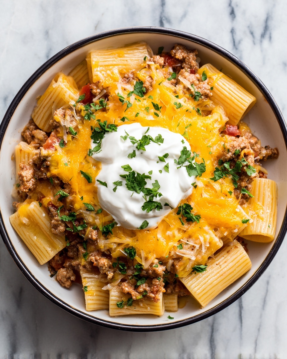 One-Pot Cheesy Taco Pasta Recipe - Recipe Image