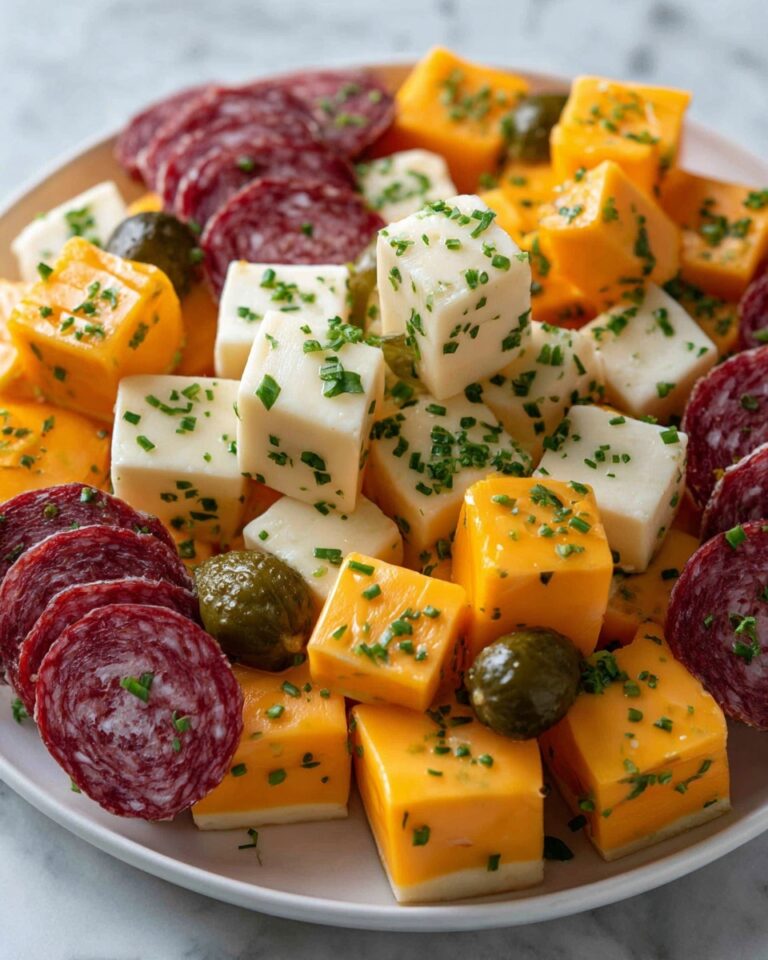 Easy Marinated Cheese Appetizer with Salami & Pickles Recipe