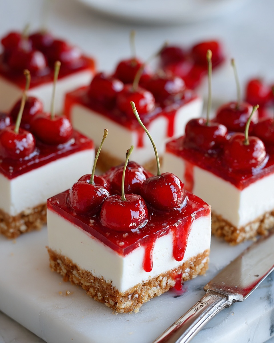 No-Bake Cherry Cheesecake Bars Recipe - Recipe Image