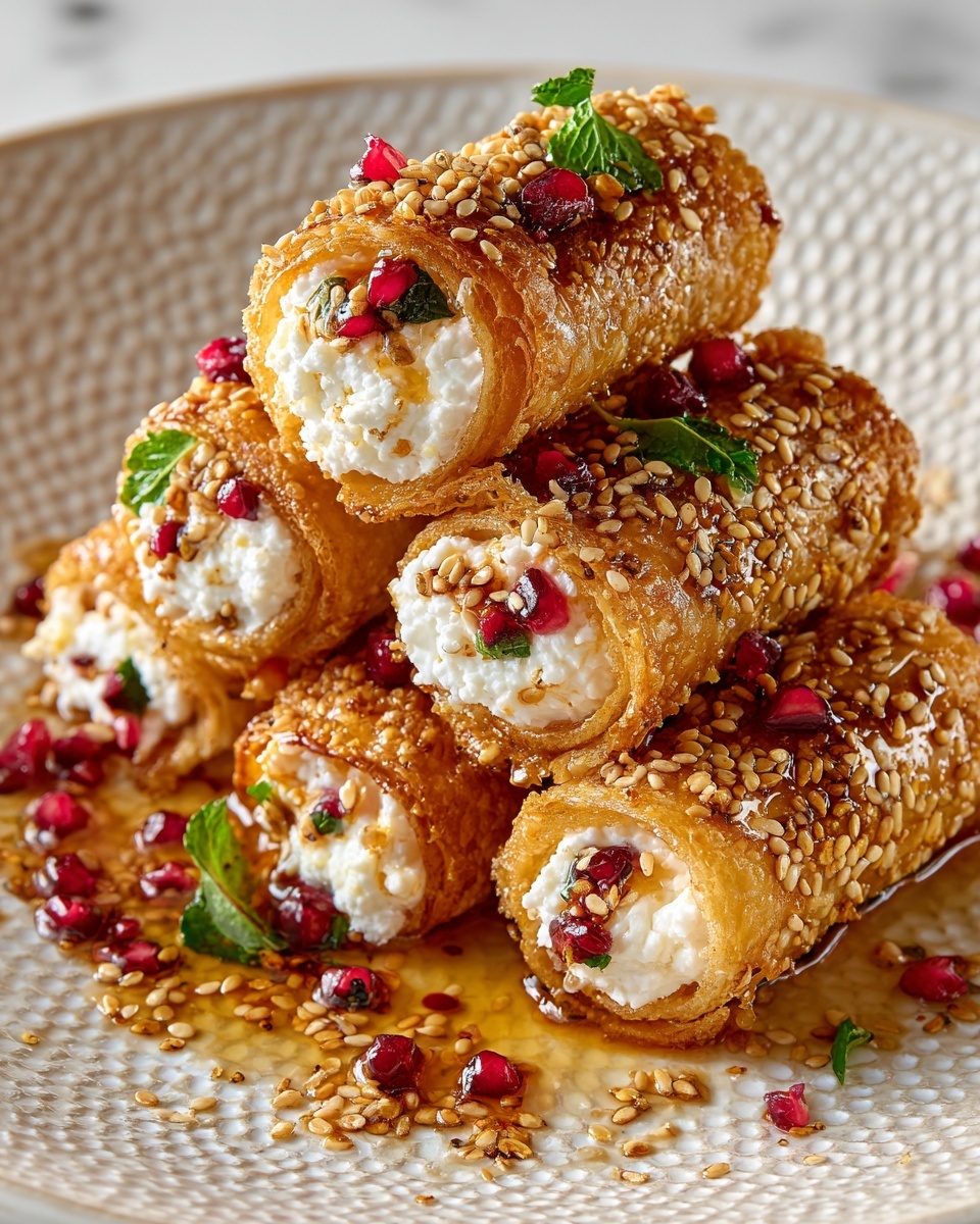 Oven Fried Feta Rolls with Chili Honey Recipe - Recipe Image