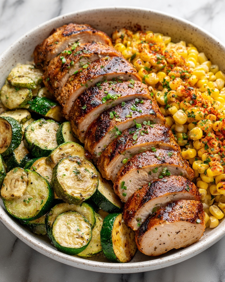 Garlic Butter Chicken with Zucchini & Corn Recipe - Recipe Image