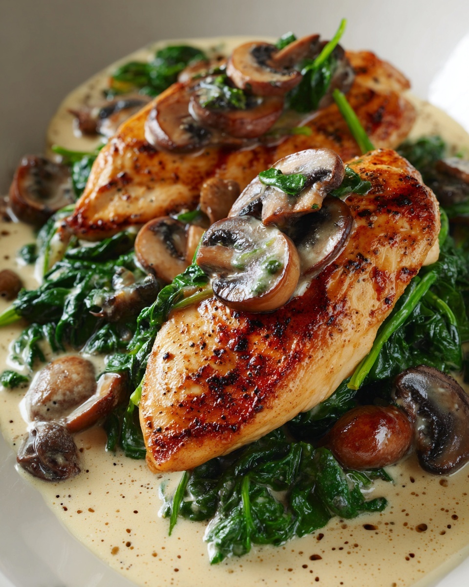 Creamy Parmesan Chicken with Spinach and Mushrooms Recipe - Recipe Image