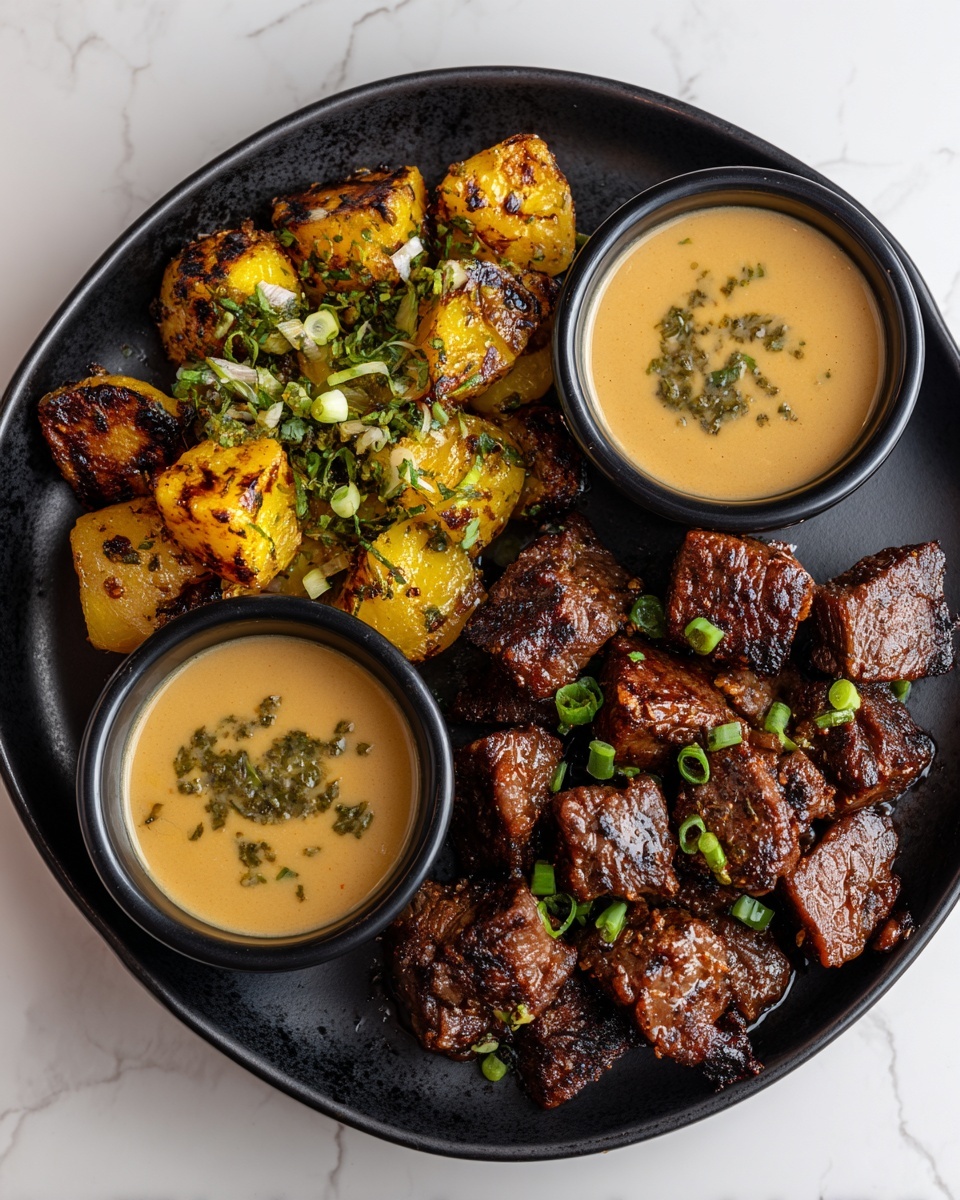 Garlic Butter Steak Bites with Smashed Potatoes Recipe - Recipe Image