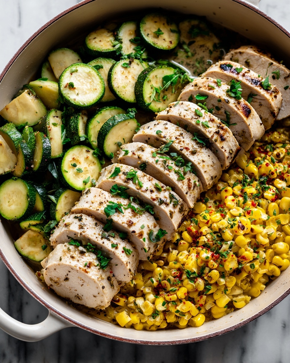 Garlic Butter Chicken with Zucchini & Corn Recipe - Recipe Image