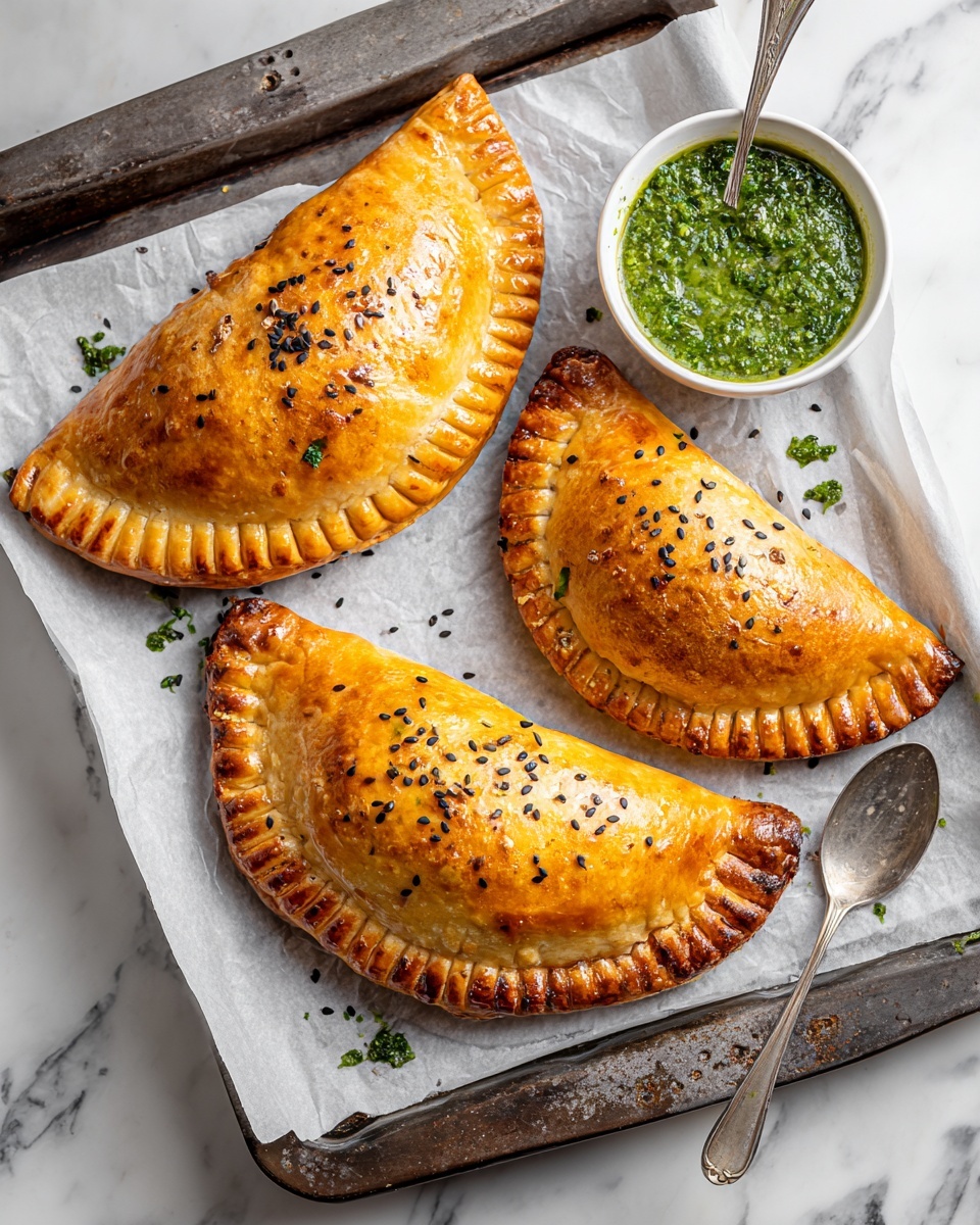 Curried Potato Pasties with Quick Coriander Chutney Recipe - Recipe Image