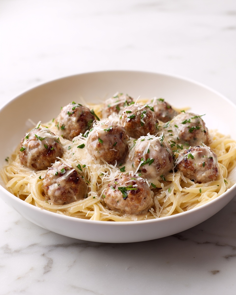 Garlic Butter Meatballs & Parmesan Linguine Recipe - Recipe Image