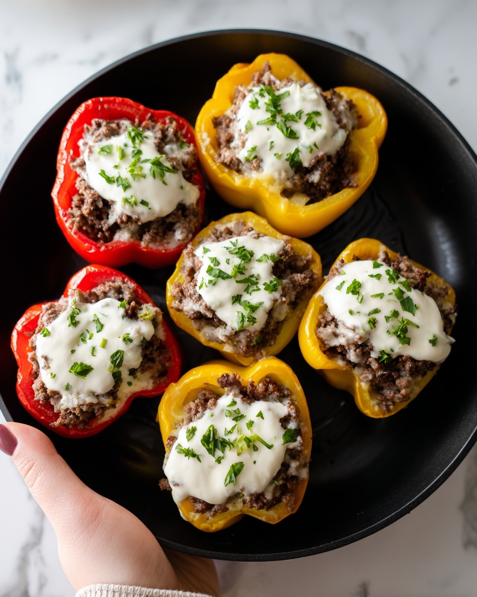 Greek Stuffed Peppers with Tzatziki Sauce Recipe - Recipe Image