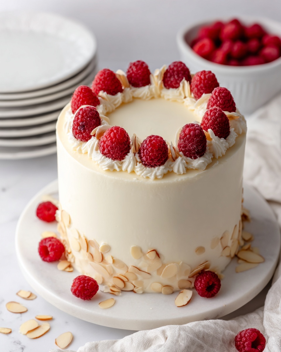 Raspberry Almond Cake with Almond Glaze Recipe - Recipe Image