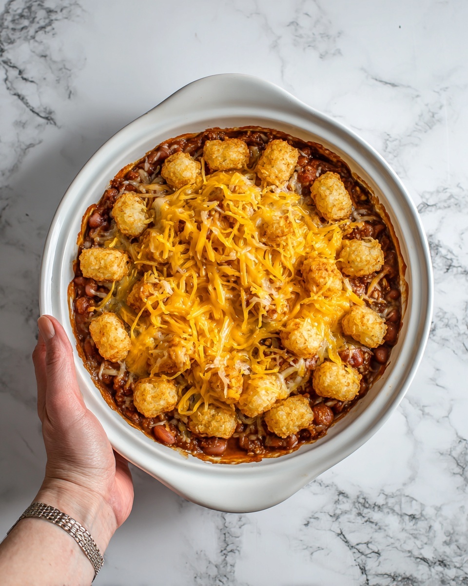 Cheesy Hot Dog Tater Tot Casserole Recipe - Recipe Image